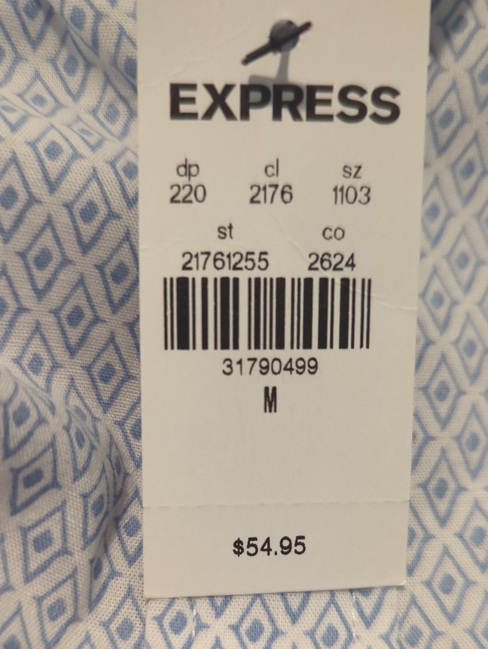 Express Men’s Blue Micro-Pattern Button-Up Shirt - Picture 8 of 8